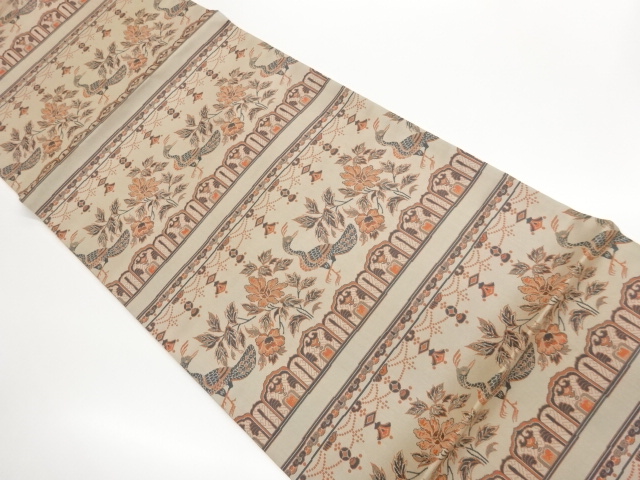 JAPANESE KIMONO / FUKURO OBI / ZENTSU / WOVEN FLOWER & BIRD 